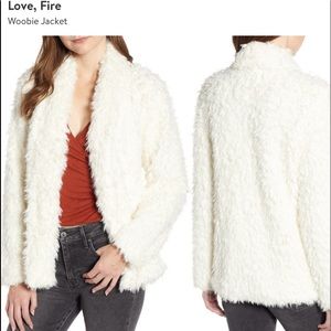 Love,Fire Woobie Jacket - White Fur Size Small